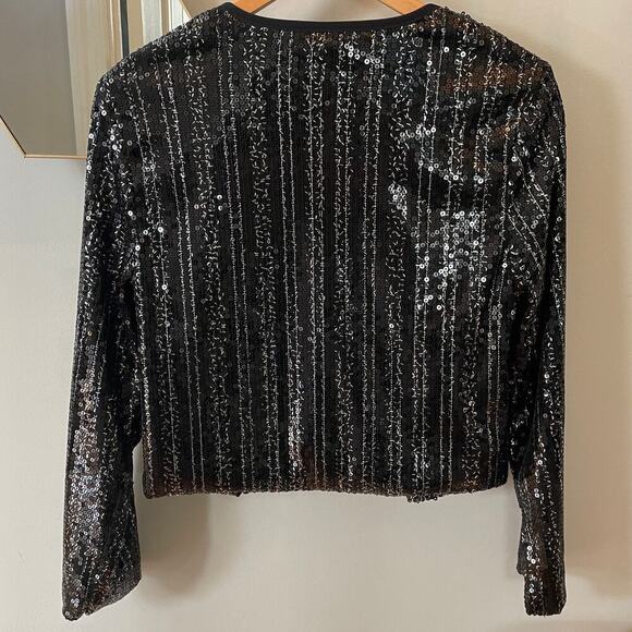 Christian Siriano Black Sequin Evening Jacket | Size M (Runs Small), EUC - Picture 3 of 6